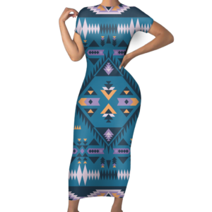 gb nat00740 pattern native short sleeved body dress