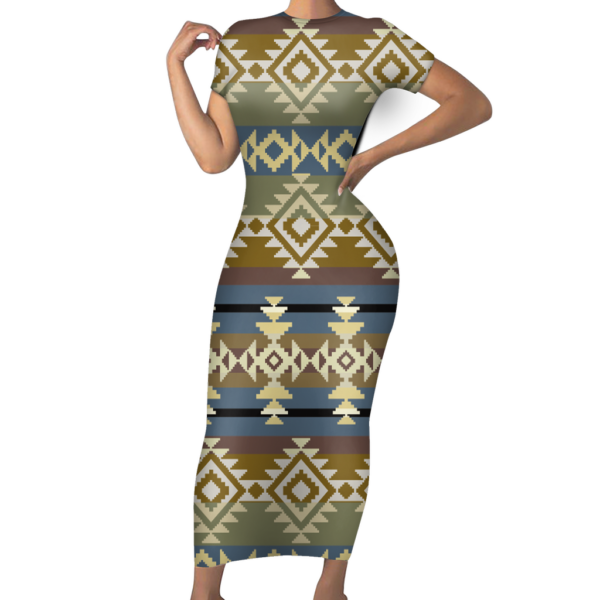 gb nat00750 pattern native short sleeved body dress