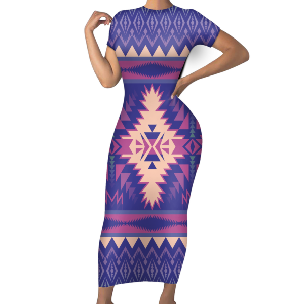 gb nat00764 pattern native short sleeved body dress