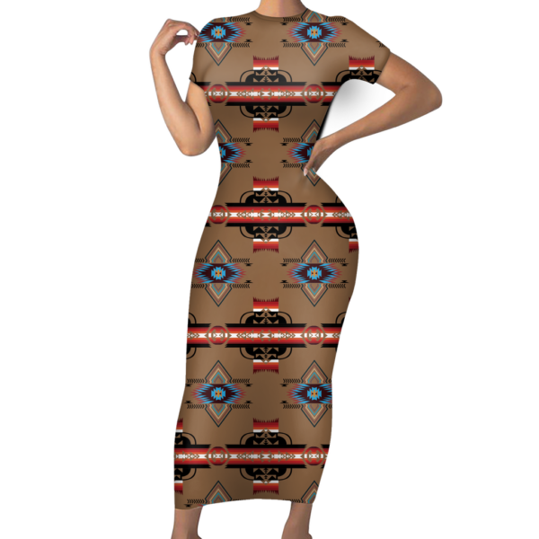 gb nat00766 pattern native short sleeved body dress