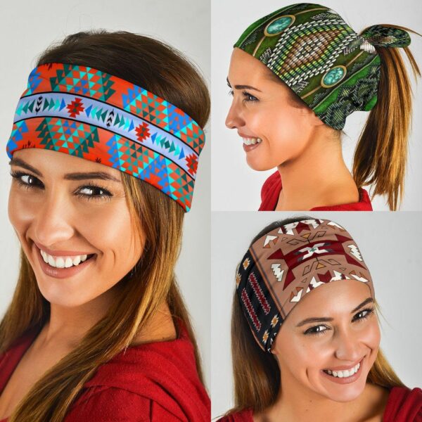 geometry pattern red native american bandana 3 pack