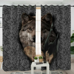 gray wolf escape native american living room curtain 1