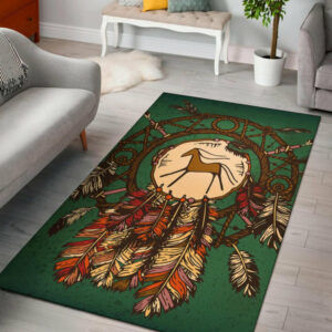 green horse native american pride area rug 1