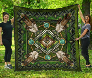 green mandala native american premium quilt 1