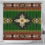 green tribe pattern native american design shower curtain