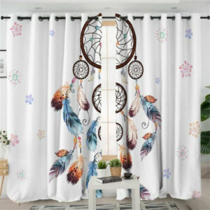 heart dreamcatcher watercolor native american design window living room curtain 1
