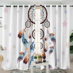 heart dreamcatcher watercolor native american design window living room curtain