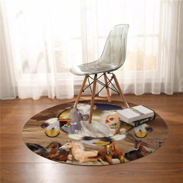 horse dreamcatcher round carpet