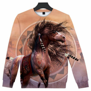 horse pink native american art sweatshirt 1