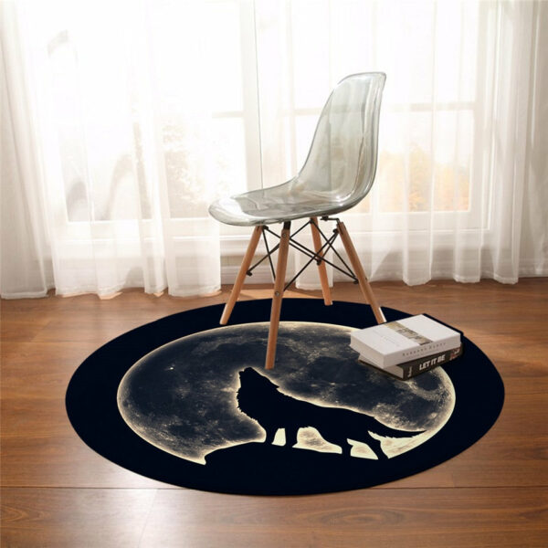 howling wolf round carpet