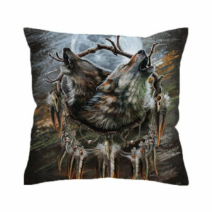 howling wolves pillow case dreamcatcher throw cover pillow cover 1