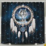 indian catcher wolf shower curtain fabric shower curtain set