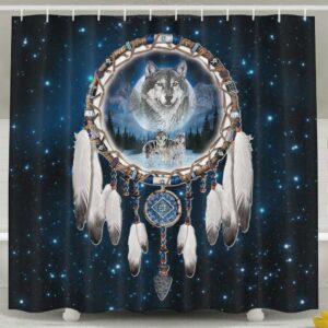 indian catcher wolf shower curtain fabric shower curtain set