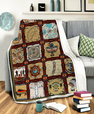indigenous cultural symbols fleece blanket 1