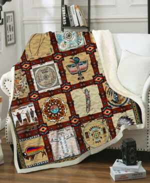 indigenous cultural symbols fleece blanket