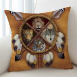 lion tiger leopard dreamcatcher native american pillow cover