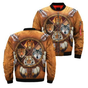 lion tiger wolf native dreamcatcher bomber jacket jknative 0033