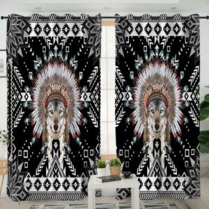 lvr0001 wolf pattern black native american living room curtain