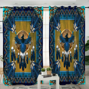 lvr0004 blue thunderbird mandala native american living room curtain