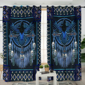 lvr0005 blue thunderbird mandala native american living room curtain