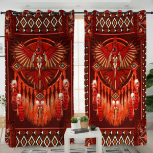 lvr0006 red thunderbird mandala native american living room curtain