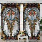 lvr0007 gray thunderbird mandala native american living room curtain