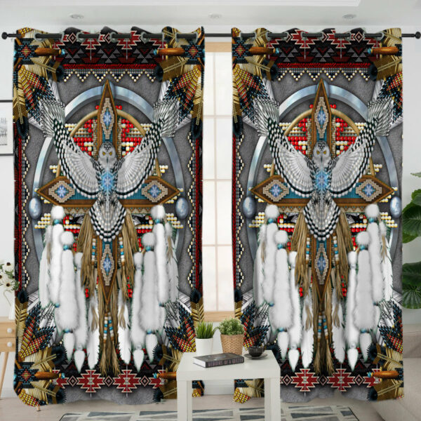 lvr0007 gray thunderbird mandala native american living room curtain