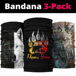 mama bear with wolf bandana 3 pack new