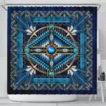 mandala blue native american shower curtain
