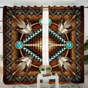 mandala brown native american living room curtain 1