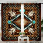 mandala brown native american living room curtain
