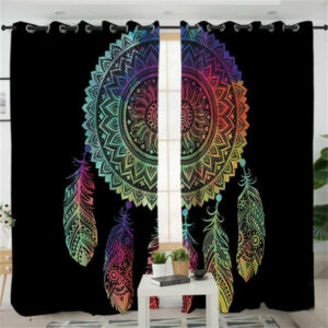 mandala dreamcatcher colored feathers living room curtains 1