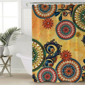 mandala flowers yellow native american pride shower curtain