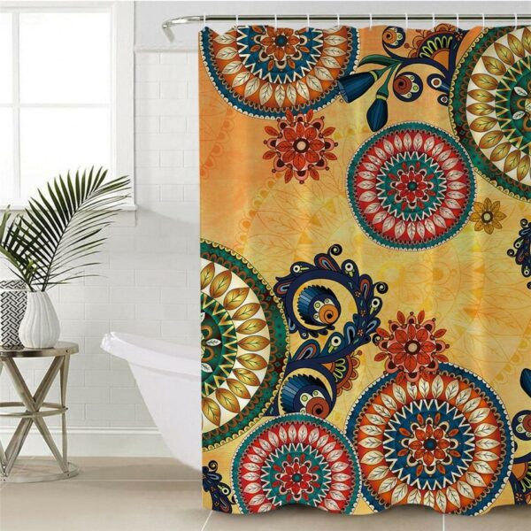 mandala flowers yellow native american pride shower curtain