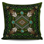 mandala green native american pillow covers