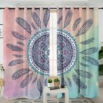 mandala pink and blue native american design window living room curtain