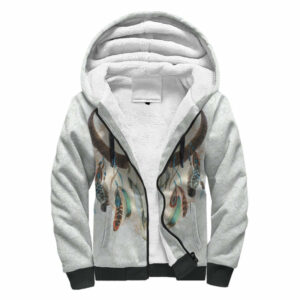 mandala white bison native american all over sherpa hoodie 1