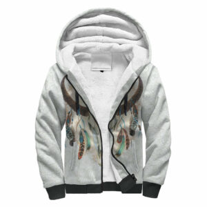 mandala white bison native american all over sherpa hoodie