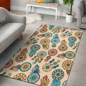 mini colorful dreamcatchers cream native american area rug gb nat00041 arug01 1