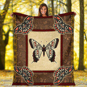 native american butterfly symbols fleece blanket 1