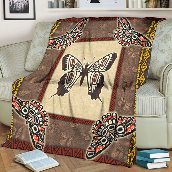 Native American Butterfly Symbols Fleece Blanket - 49native.com