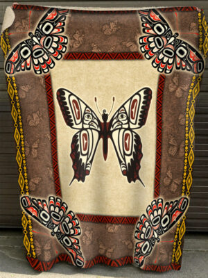 native american butterfly symbols fleece blanket