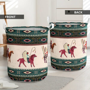 native american chief horse laundry basket 1