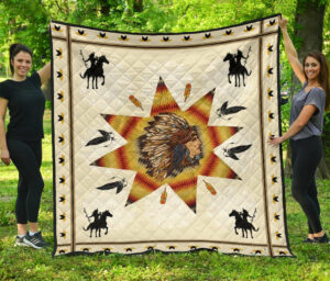 native american chief warriors premium quilt