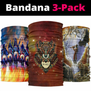 native american colorful wolf bandana 3 pack new 1