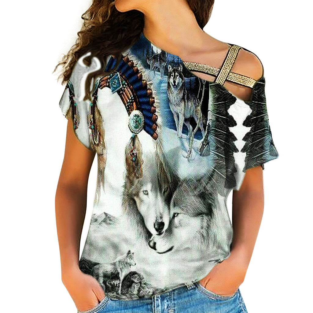 Native American Cross Shoulder Shirt - 49native.com