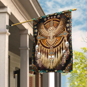 native american great horned owl mandala flag