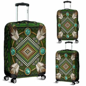 native american green mandala pattern blue luggage covers 1