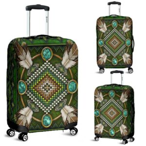 native american green mandala pattern blue luggage covers