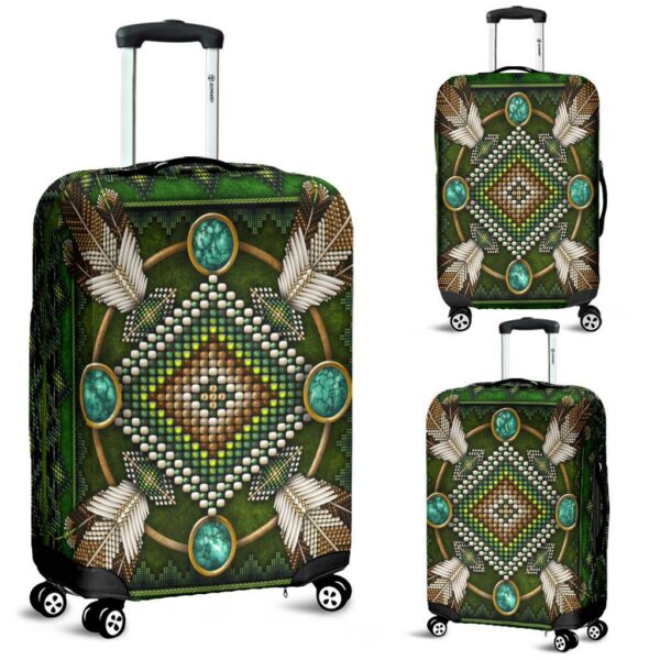 native american green mandala pattern blue luggage covers